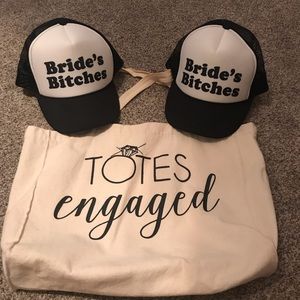 Bridal party hats and tote